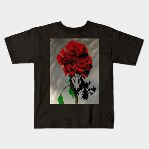 Nothing says I love you like a sadistic killer clown in a rose Kids T-Shirt by Bill's Pop Art Mart